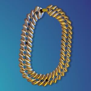 Monet Brushed Gold Tone Linked Necklace